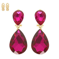 TEARDROP-CUT CRYSTAL CLIP-ON EARRINGS